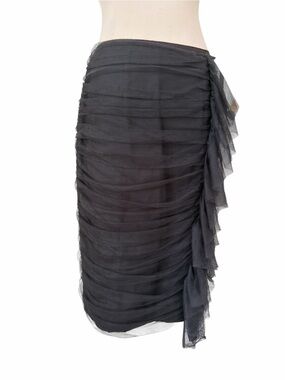 NWT Monsoon Dark Grey Ruffled Tulle Pencil Skirt Sz 4
